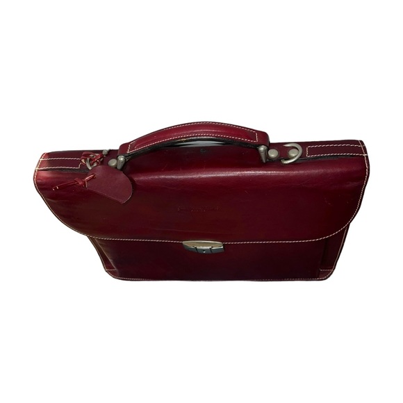 Gianfranco Novi Firenze Burgundy/Red Brown Leather Briefcase Made In Italy As Is - Picture 5 of 16